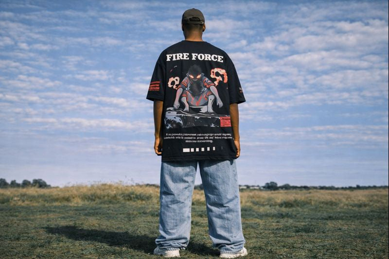 🖤 OVERSIZED GRAPHIC T-SHIRT – FIRE FORCE EDITION