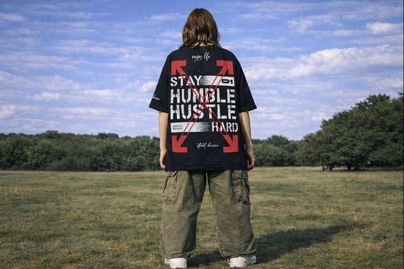 🖤 OVERSIZED GRAPHIC T-SHIRT – HUSTLE HARD EDITION